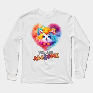 Fluffy: "You are awsome" collorful, cute, furry animals Long Sleeve T-Shirt